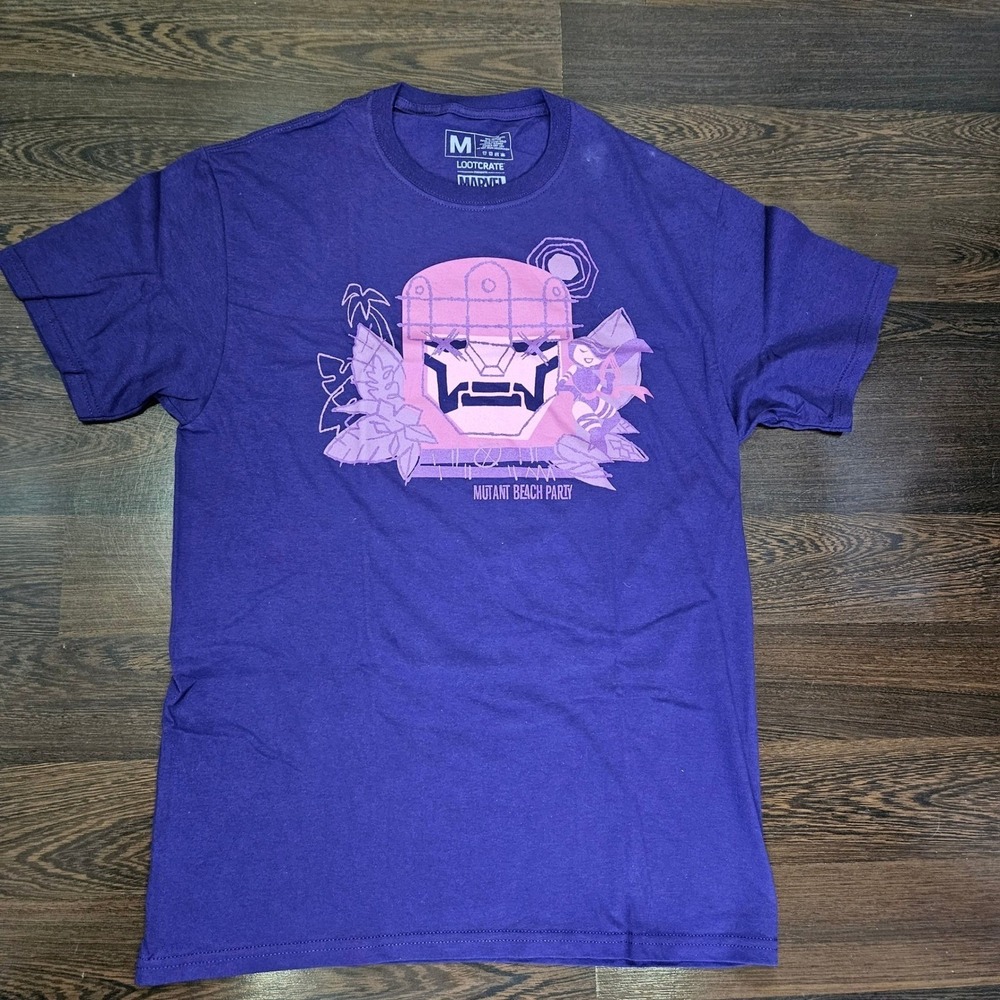 Marvel Loot Crate X-Men Mutant Beach Party Purple Graphic T-Shirt Mens Medium